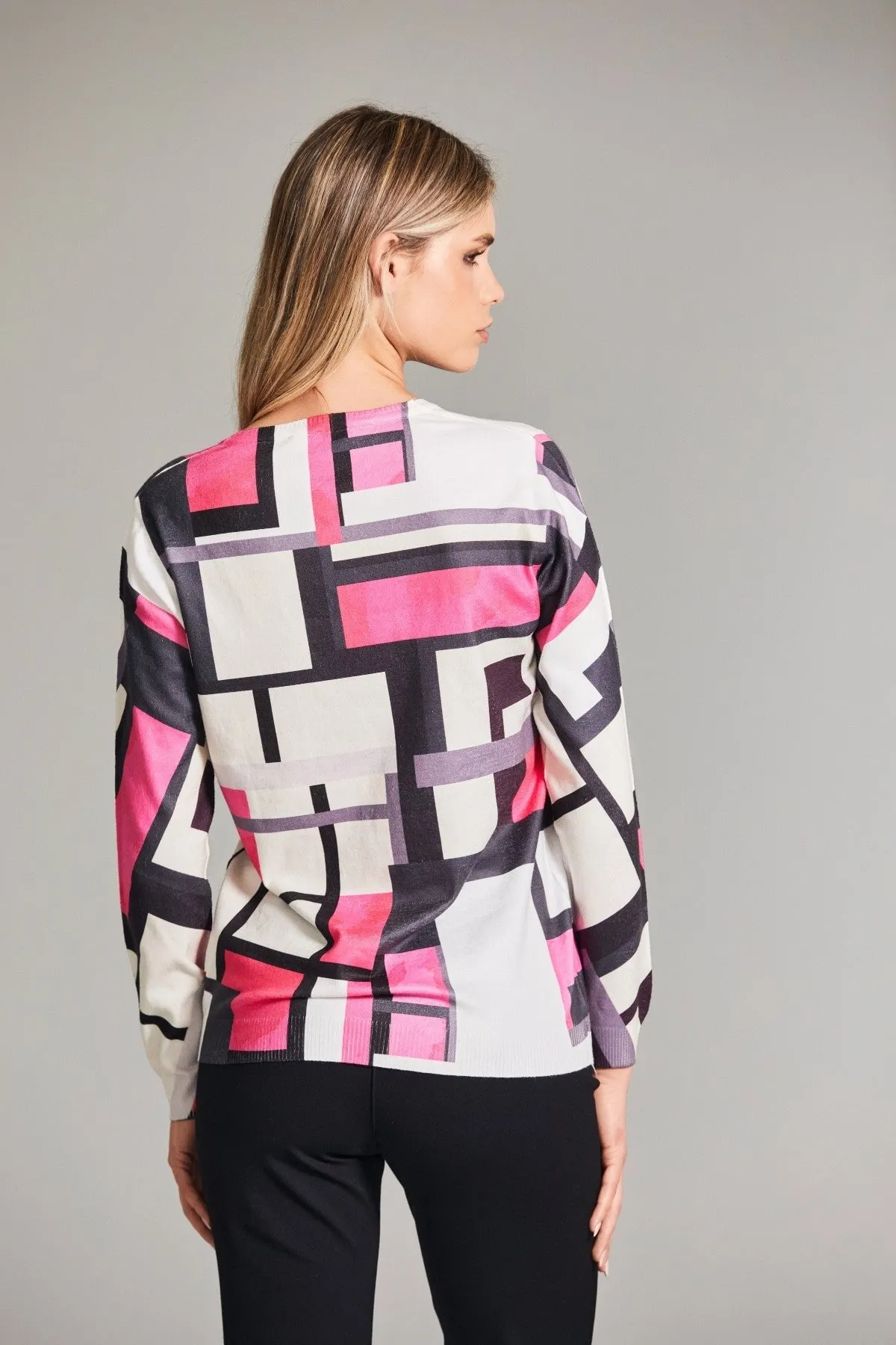 Mondrian Pink Print Knit Jumper