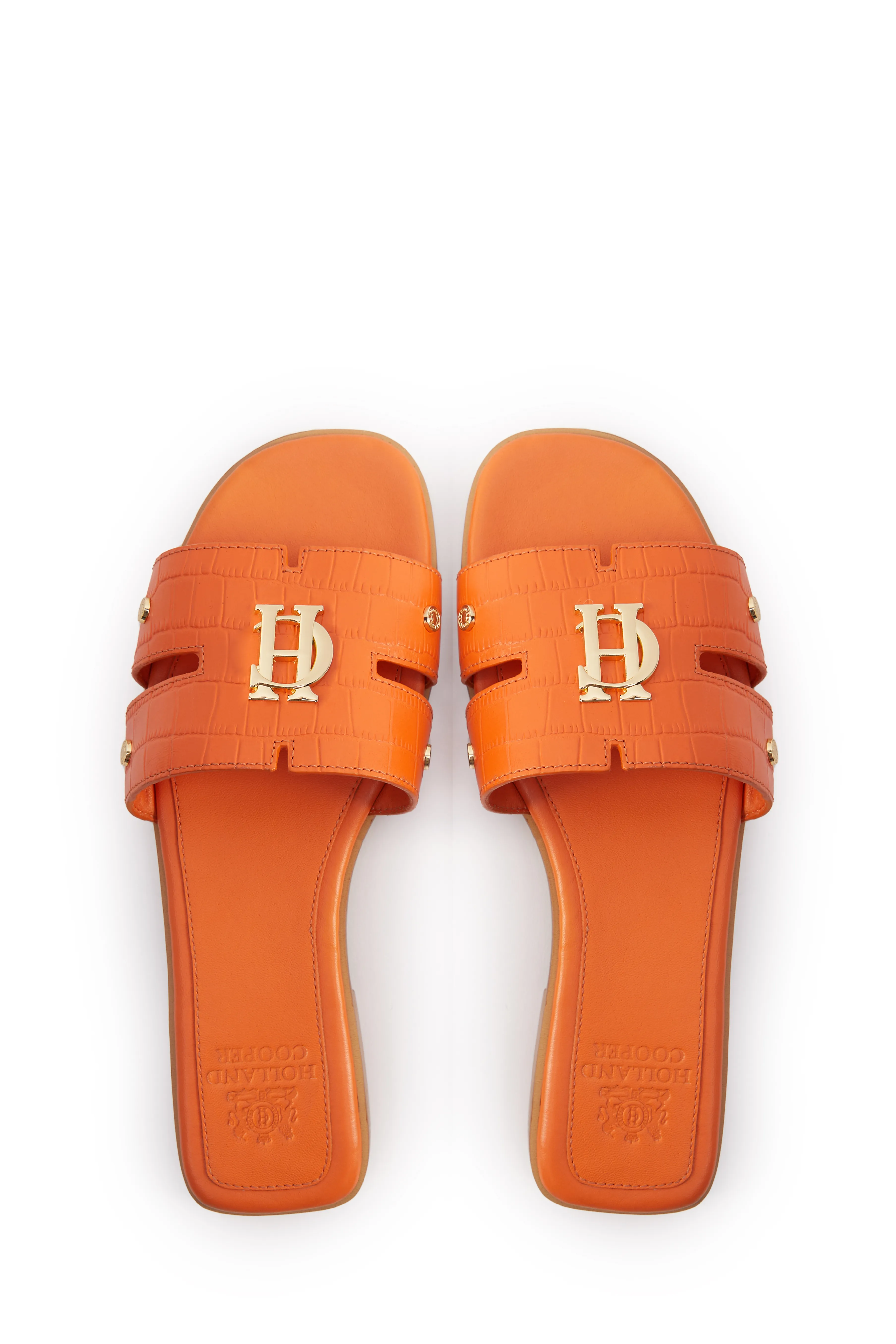 Monogram Slides (Orange Croc)