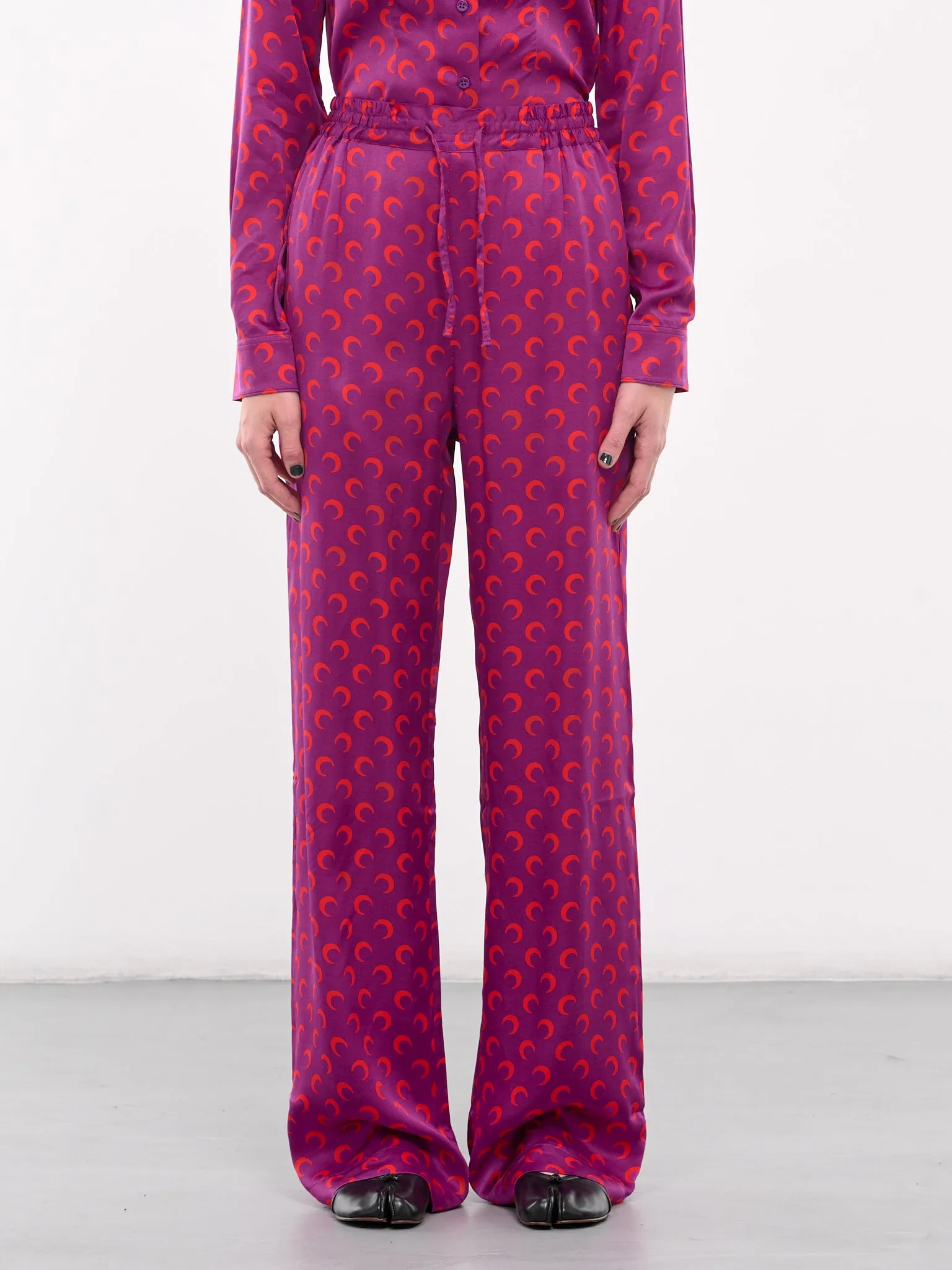 Moon Print Drawstring Trousers (UPA023A-CWOV0035-VIOLET)