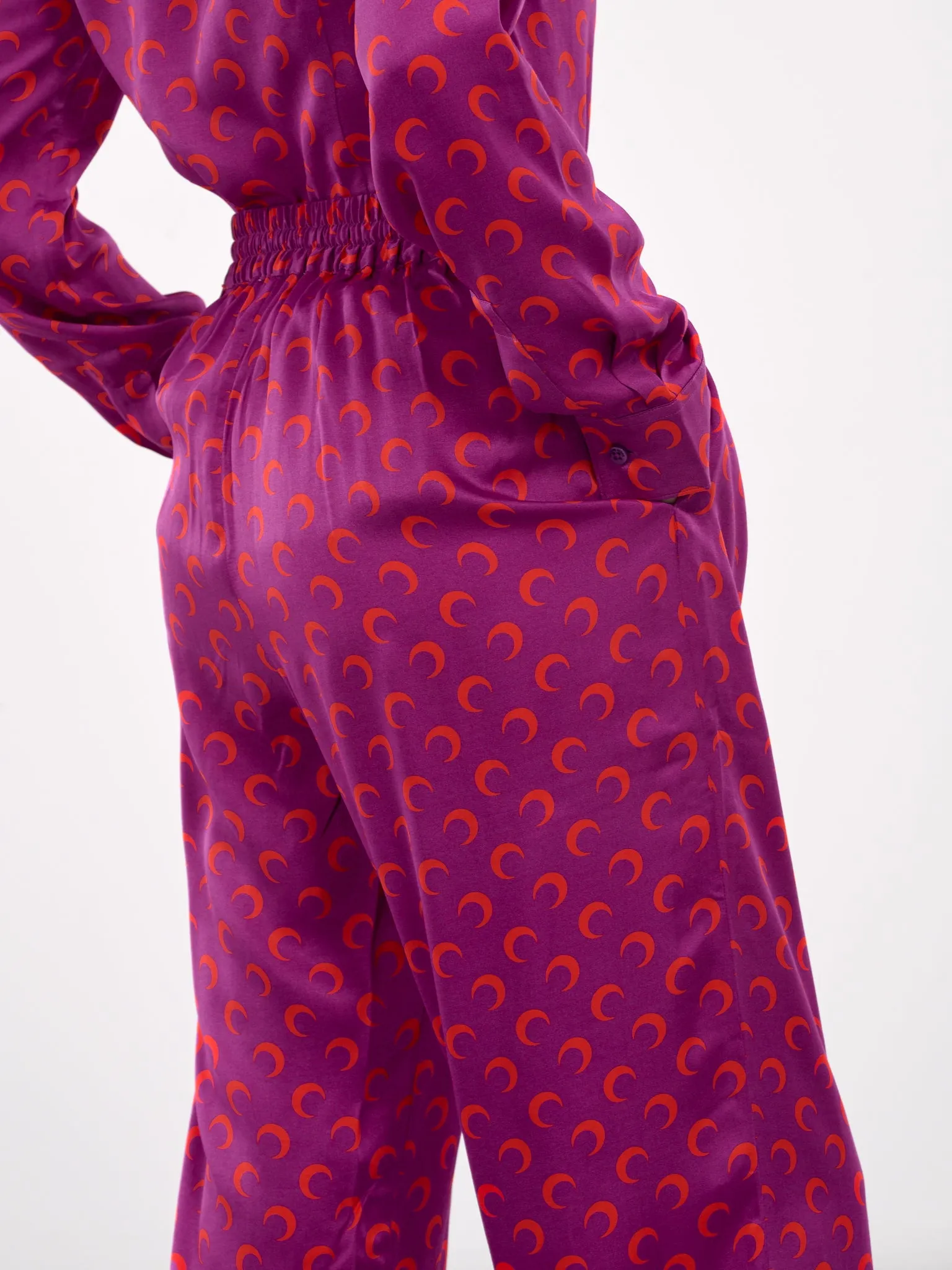 Moon Print Drawstring Trousers (UPA023A-CWOV0035-VIOLET)