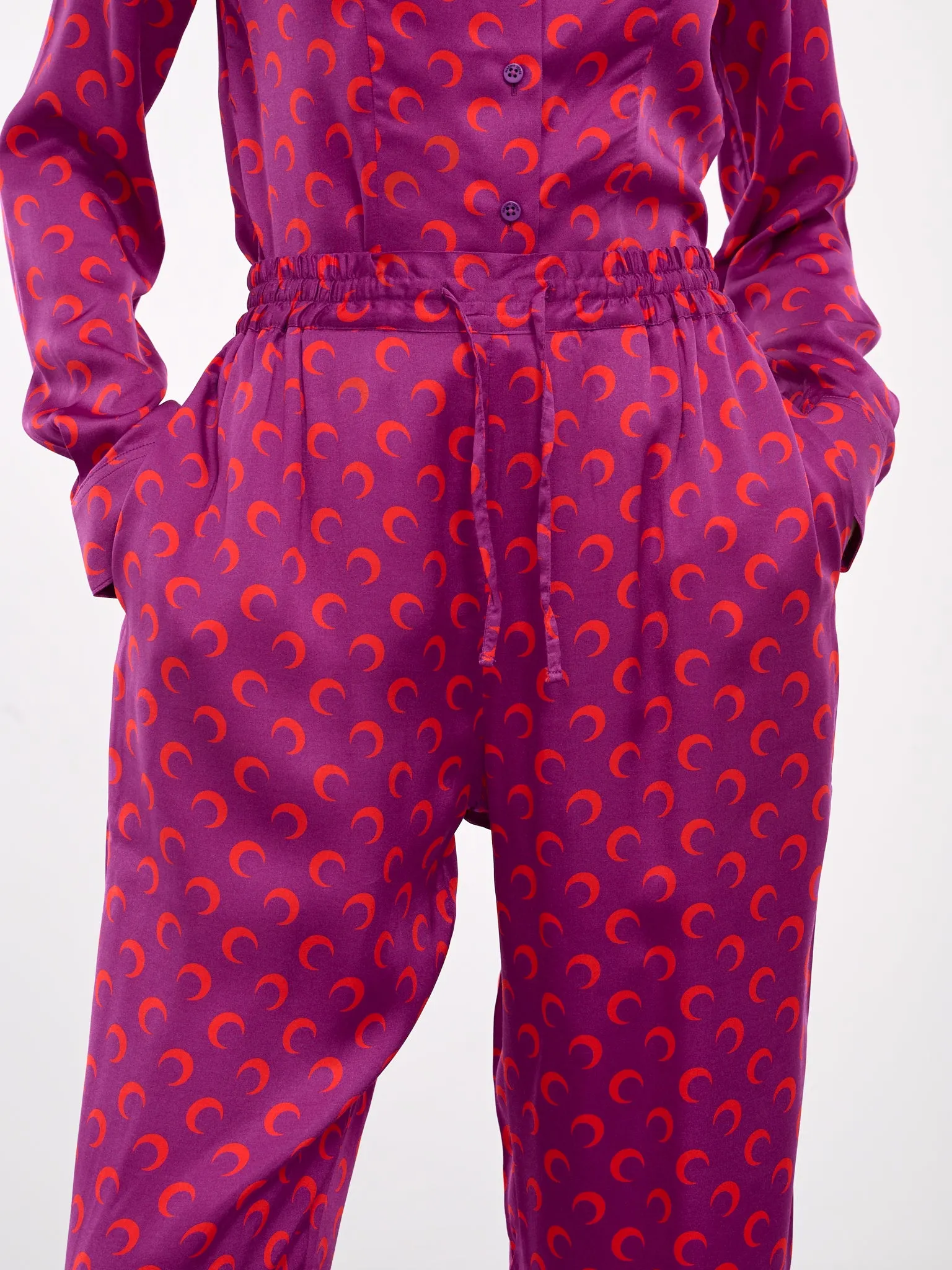 Moon Print Drawstring Trousers (UPA023A-CWOV0035-VIOLET)