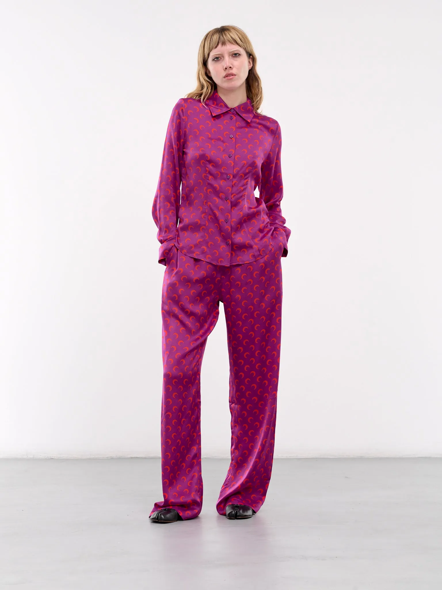 Moon Print Drawstring Trousers (UPA023A-CWOV0035-VIOLET)