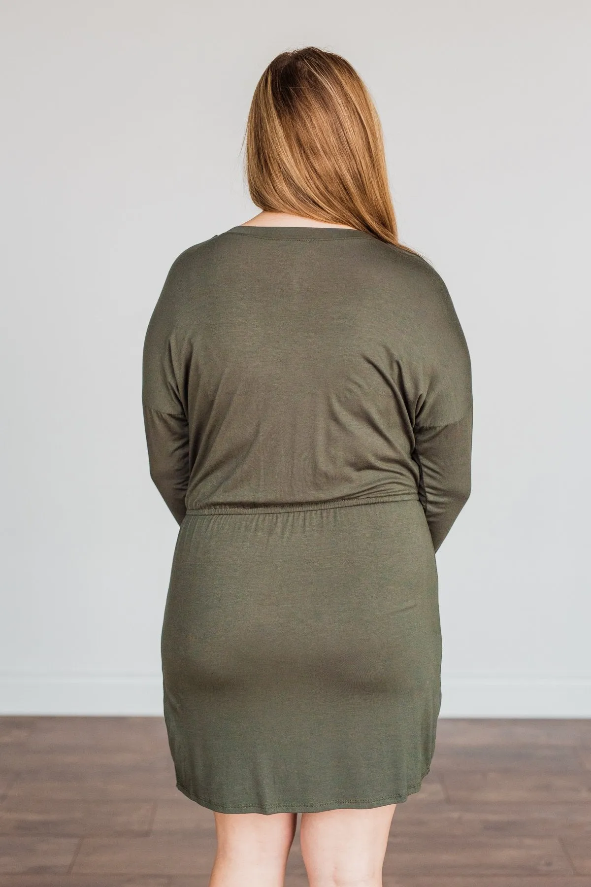 Olive Green Long Sleeve Dress - Moonlight Kisses Patterns