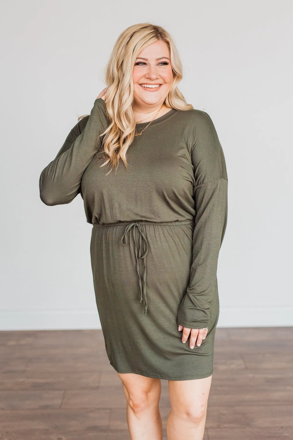 Olive Green Long Sleeve Dress - Moonlight Kisses Patterns