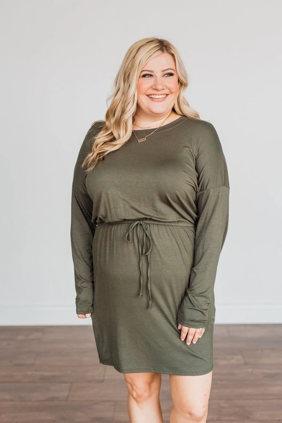 Olive Green Long Sleeve Dress - Moonlight Kisses Patterns