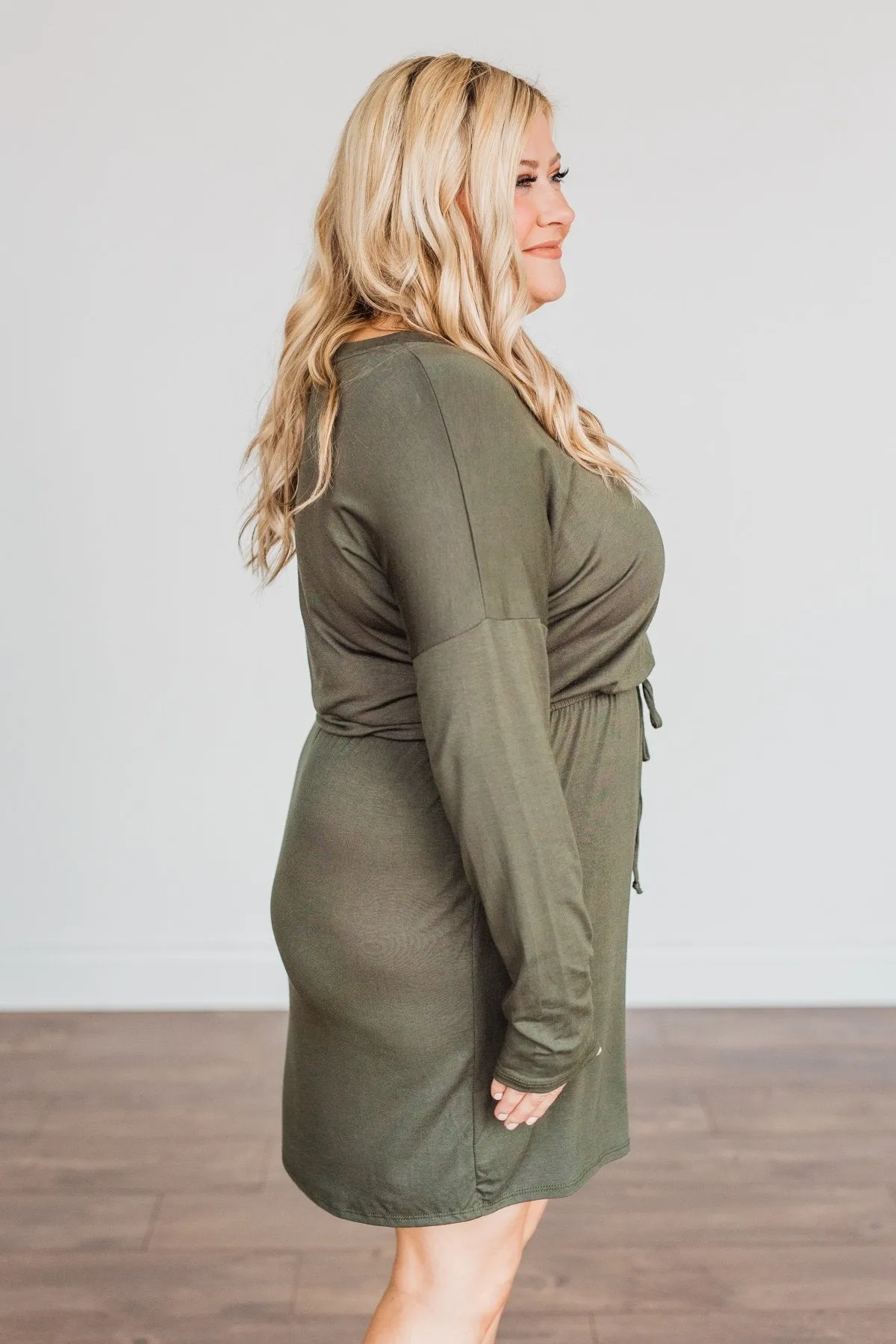 Olive Green Long Sleeve Dress - Moonlight Kisses Patterns