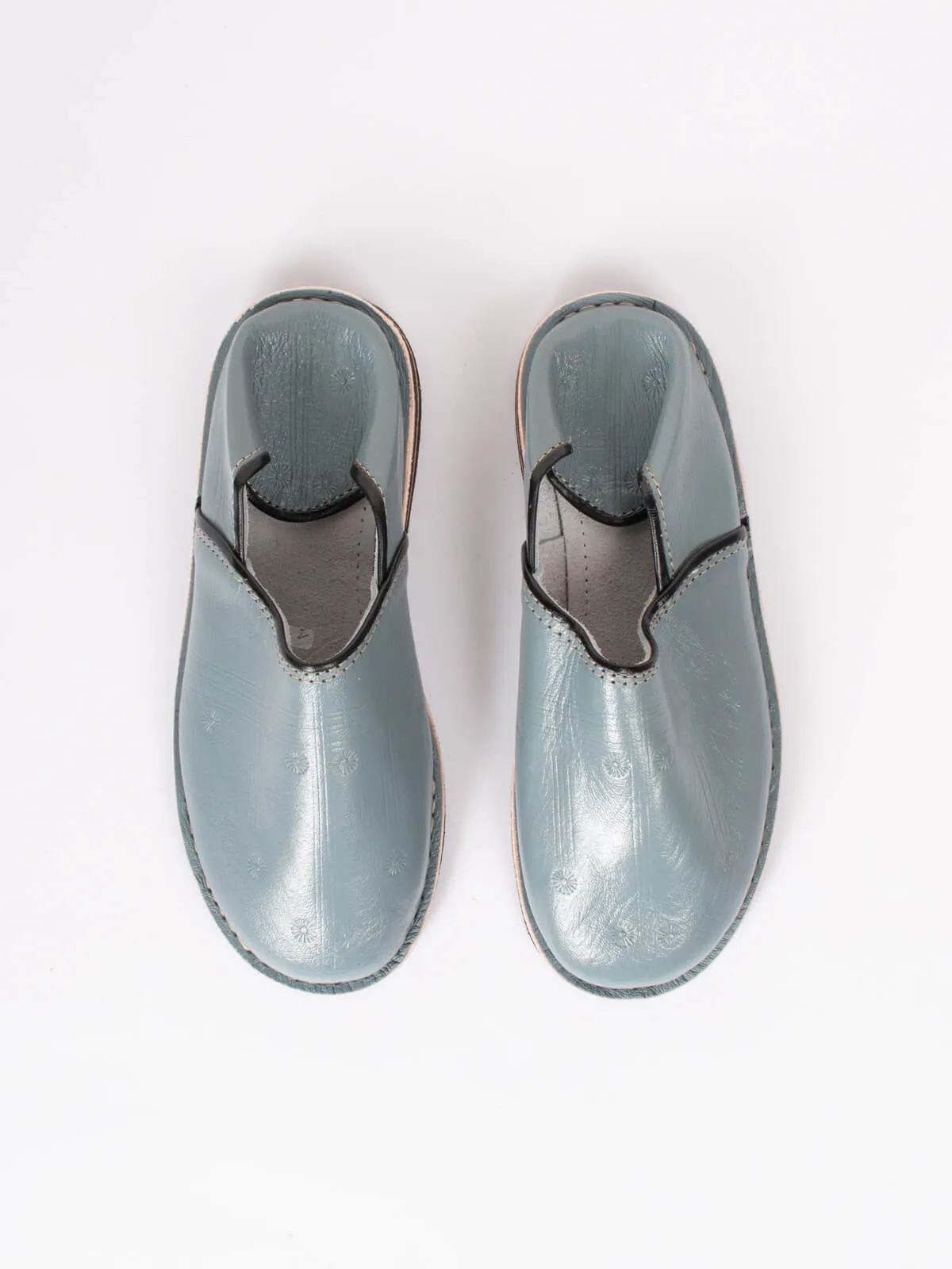 Moroccan Berber Babouche Slippers, Slate Grey