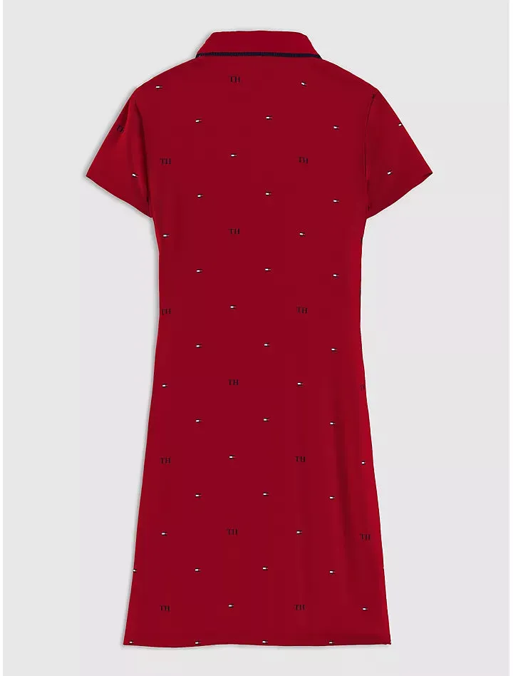 Motif Zip Polo Dress (Womens) - Primary Red