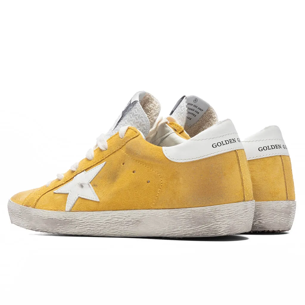 Mustard and White Women's Super-Star Sneakers