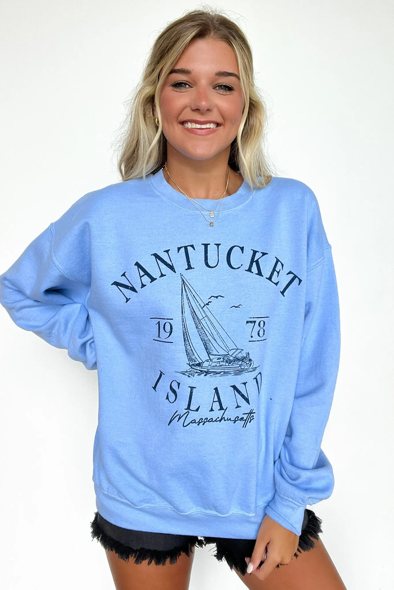 Nantucket Island Graphic Sweatshirt to Nantucket Island Design Sweatshirt