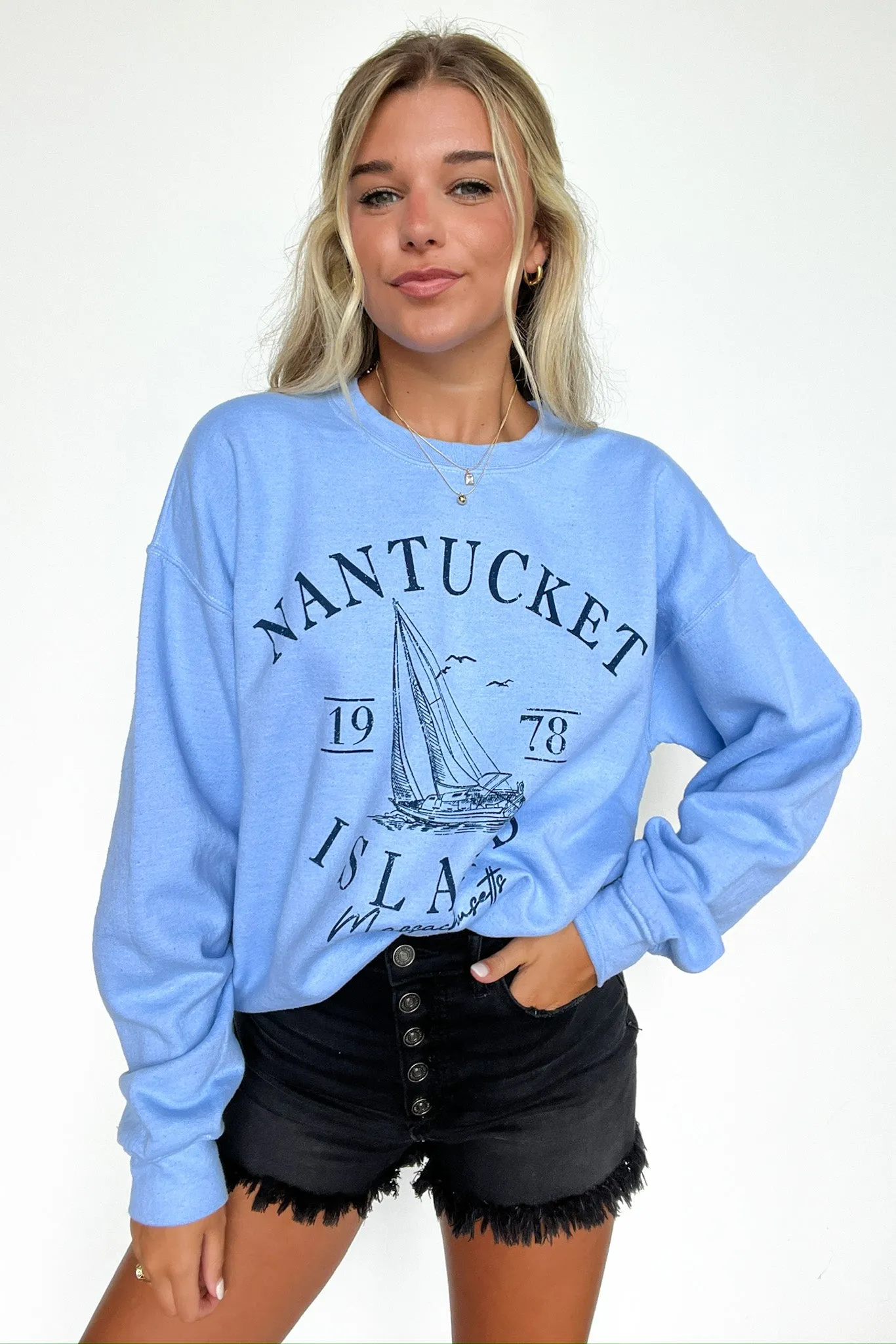 Nantucket Island Graphic Sweatshirt to Nantucket Island Design Sweatshirt