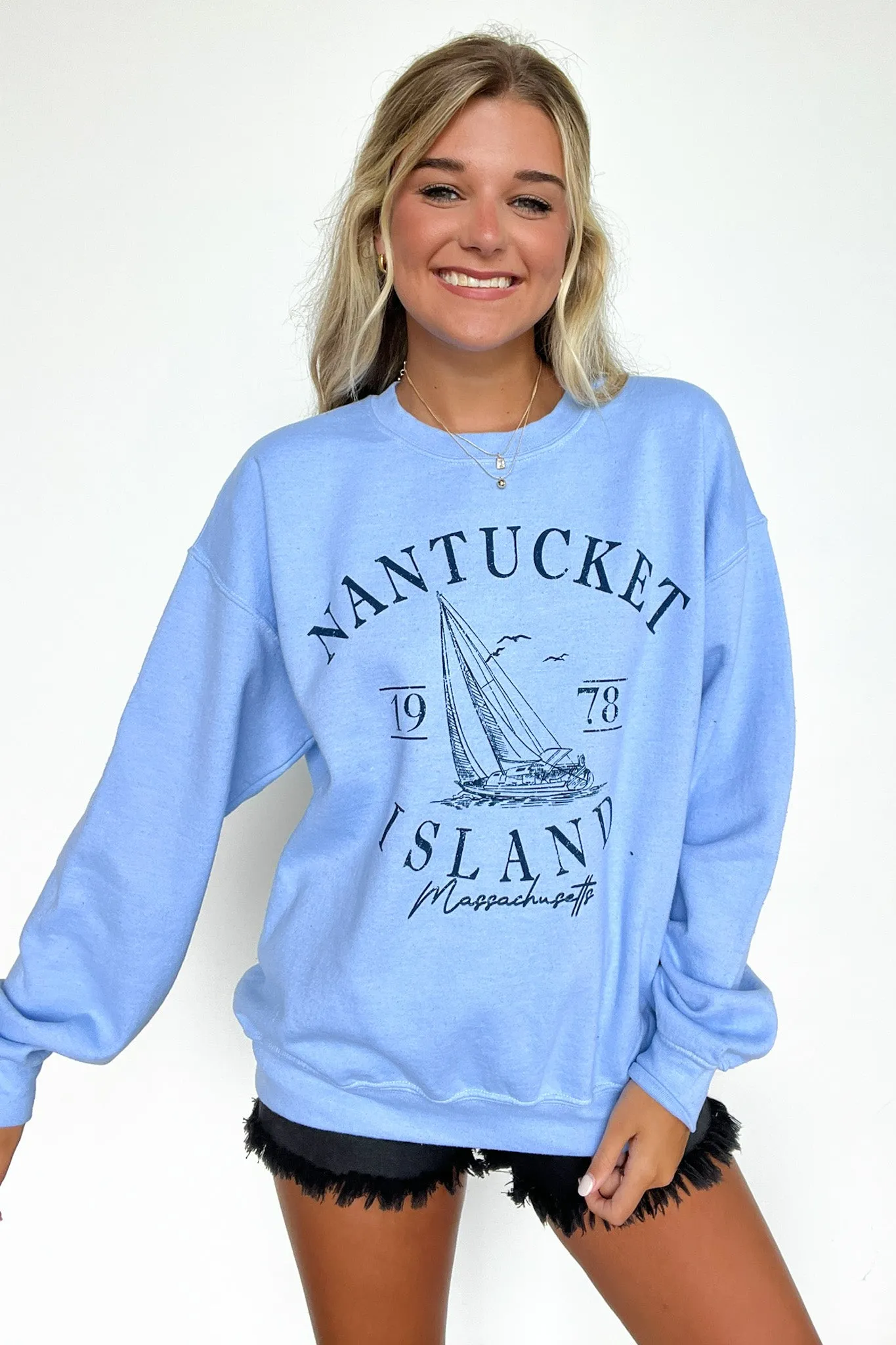 Nantucket Island Graphic Sweatshirt to Nantucket Island Design Sweatshirt