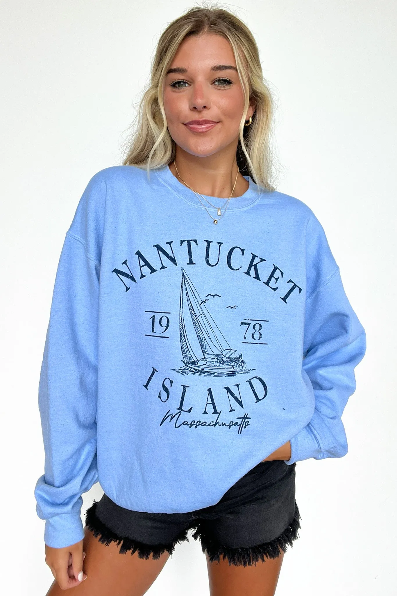 Nantucket Island Graphic Sweatshirt to Nantucket Island Design Sweatshirt