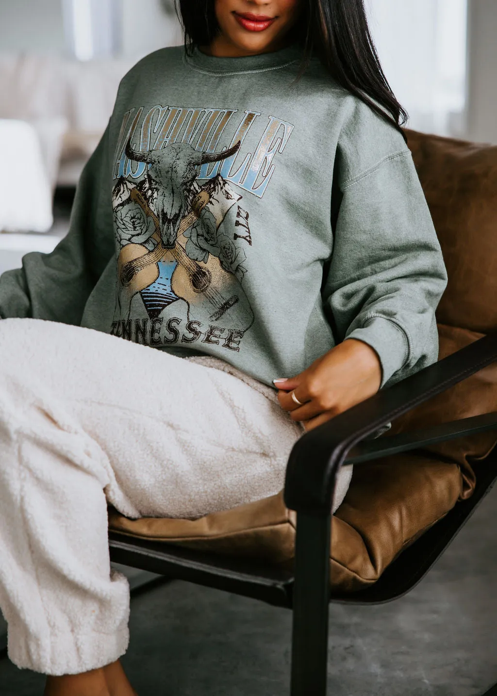 Nashville Foil Print Graphic Sweatshirt