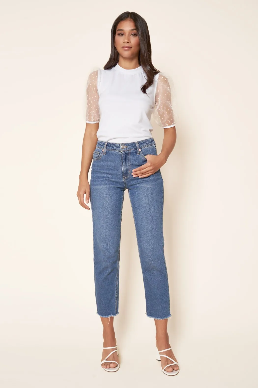 Natalia Balloon Sleeve French Terry Knit Top