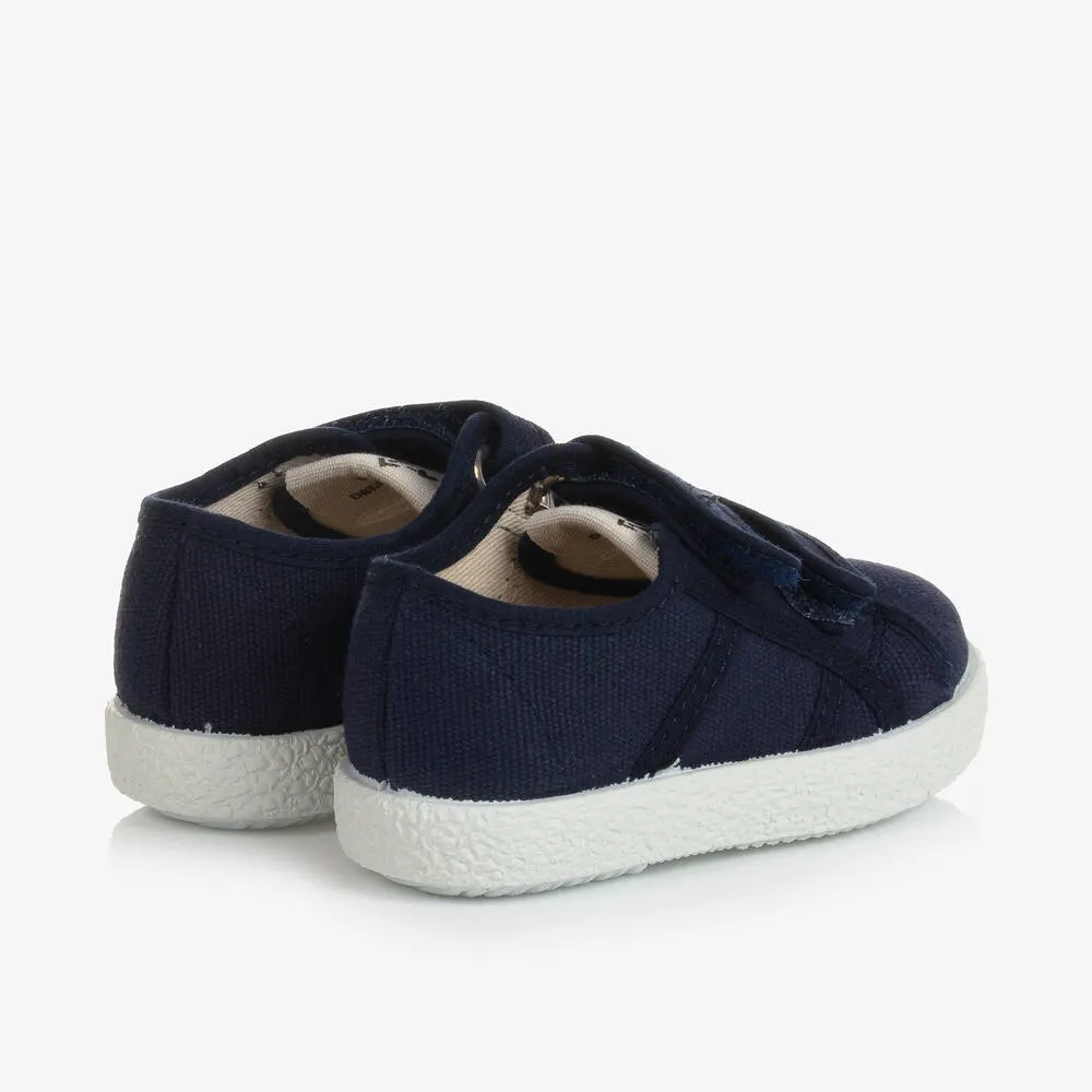 Navy Blue Canvas Trainers