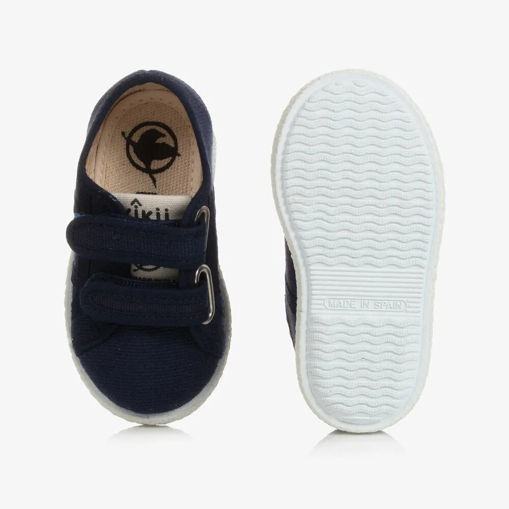 Navy Blue Canvas Trainers