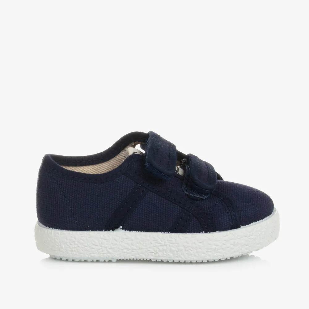 Navy Blue Canvas Trainers