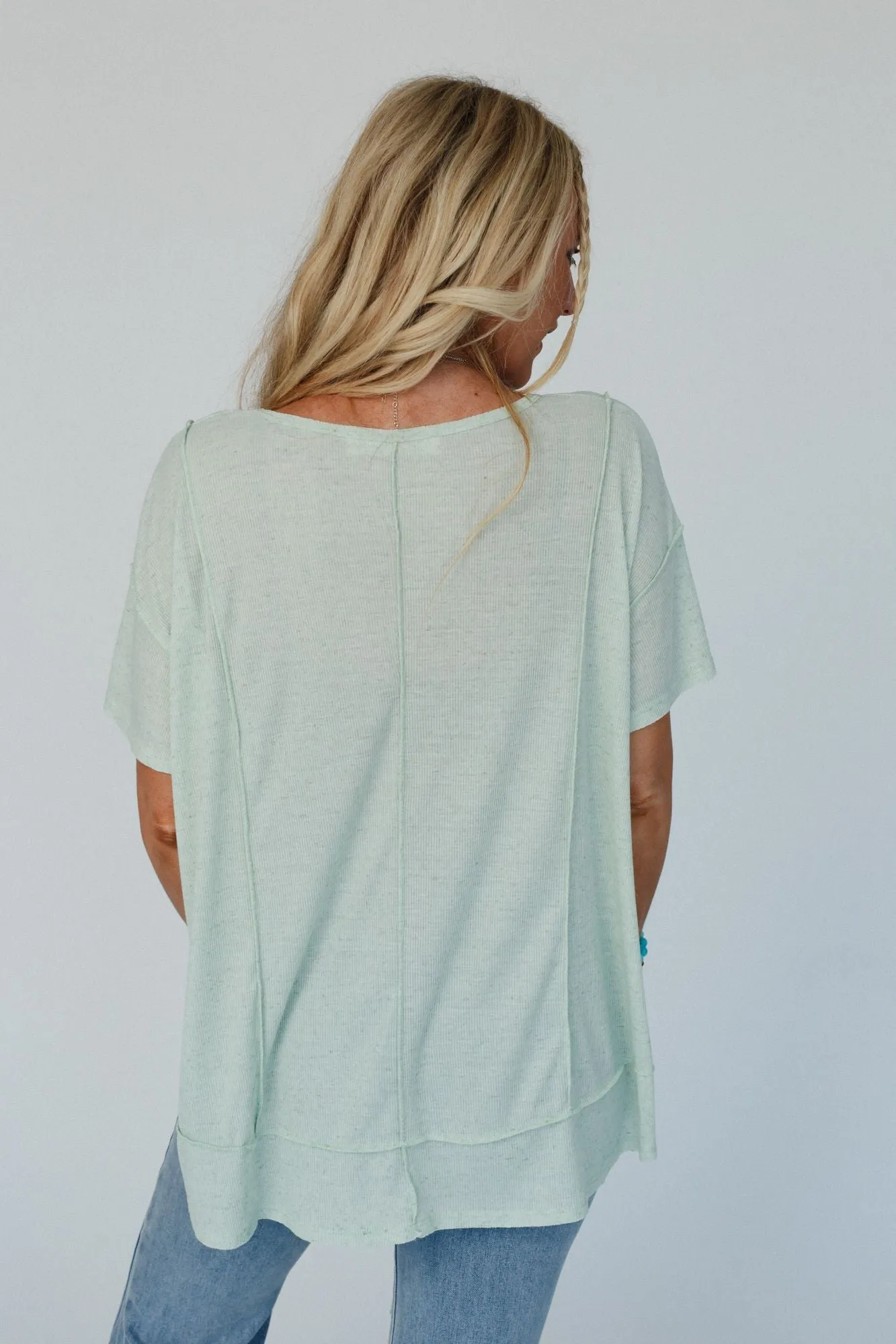 Nestled In Ribbed Knit Top - Sage