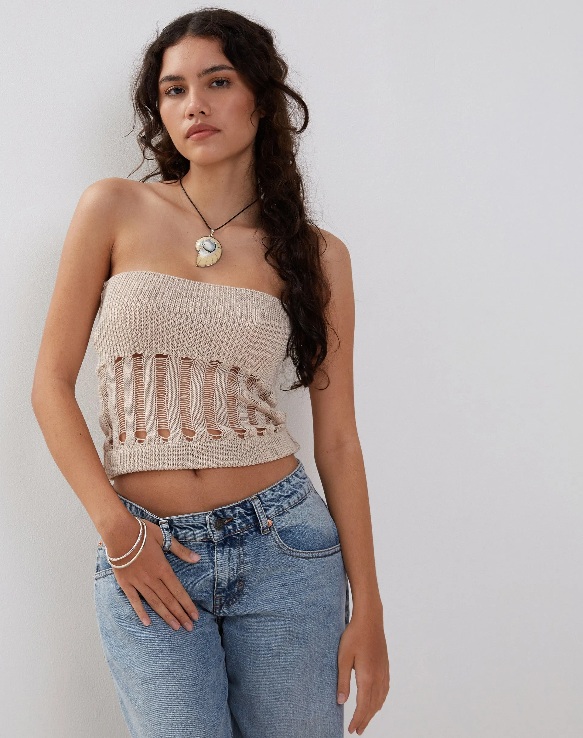 Neutral Camille Knit Tube Top