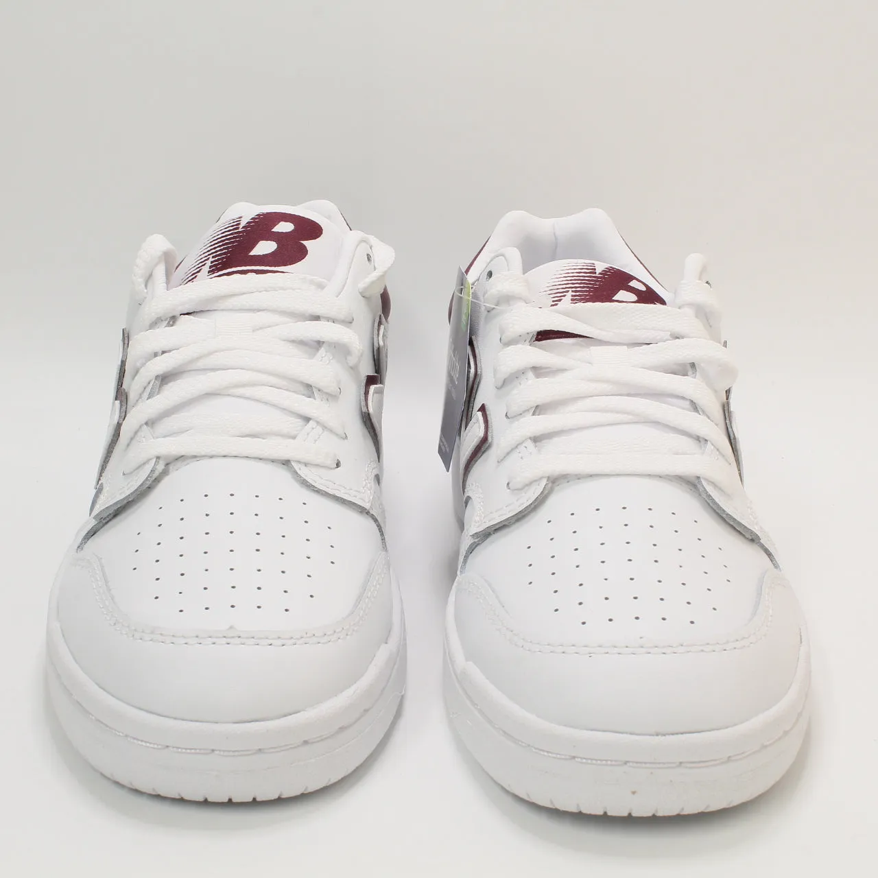 New Balance BB480 White Burgundy Sneakers