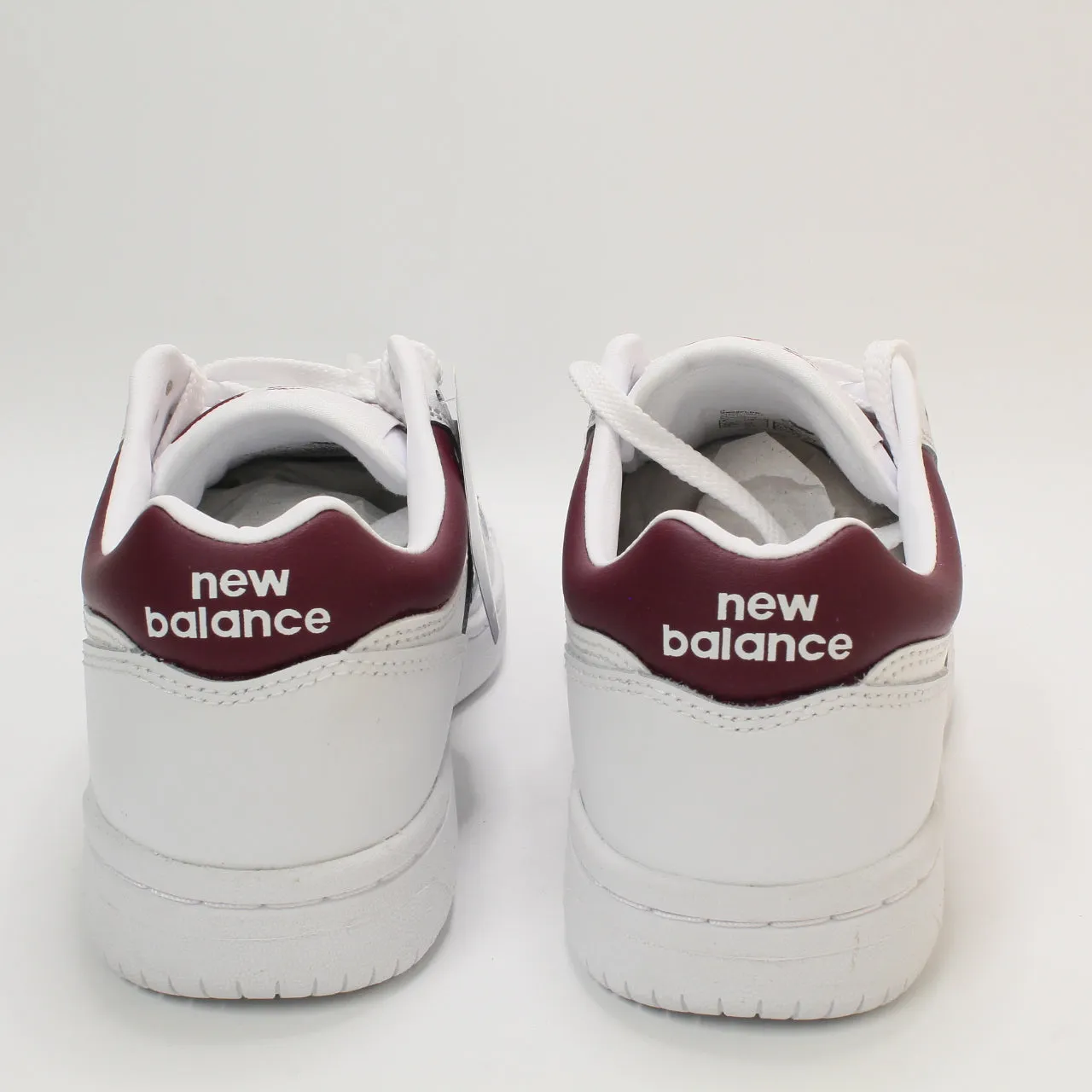 New Balance BB480 White Burgundy Sneakers