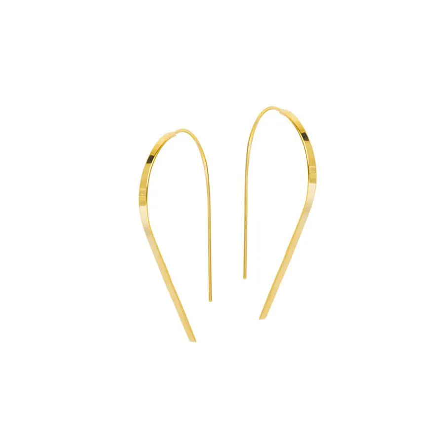 Flat Round Wire Earrings in New Yellow Gold