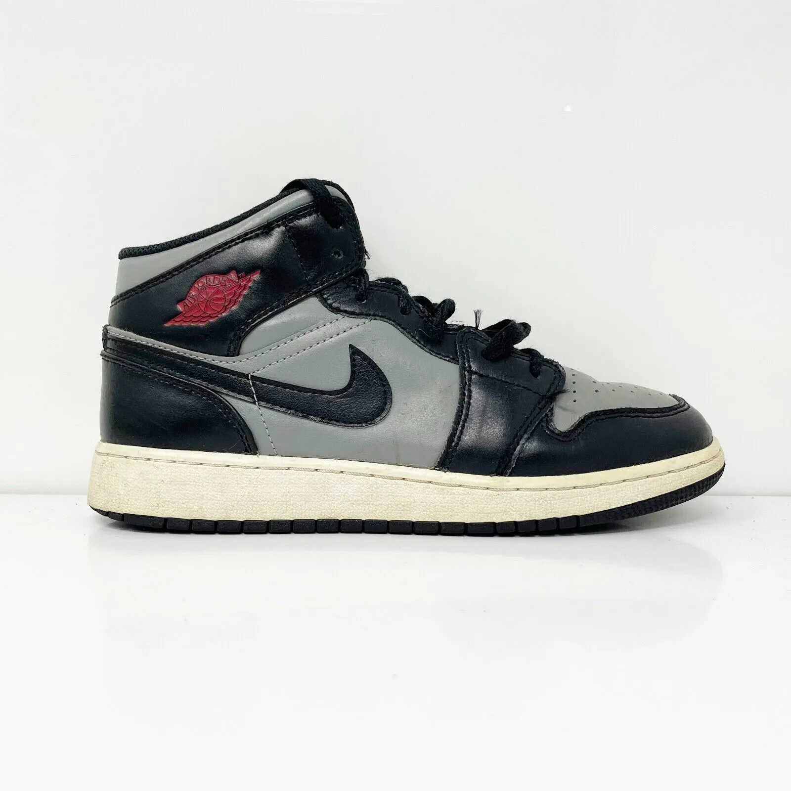 Nike Boys Air Jordan 1 Mid 554725-096 Black Basketball Shoes Sneakers Size 6Y