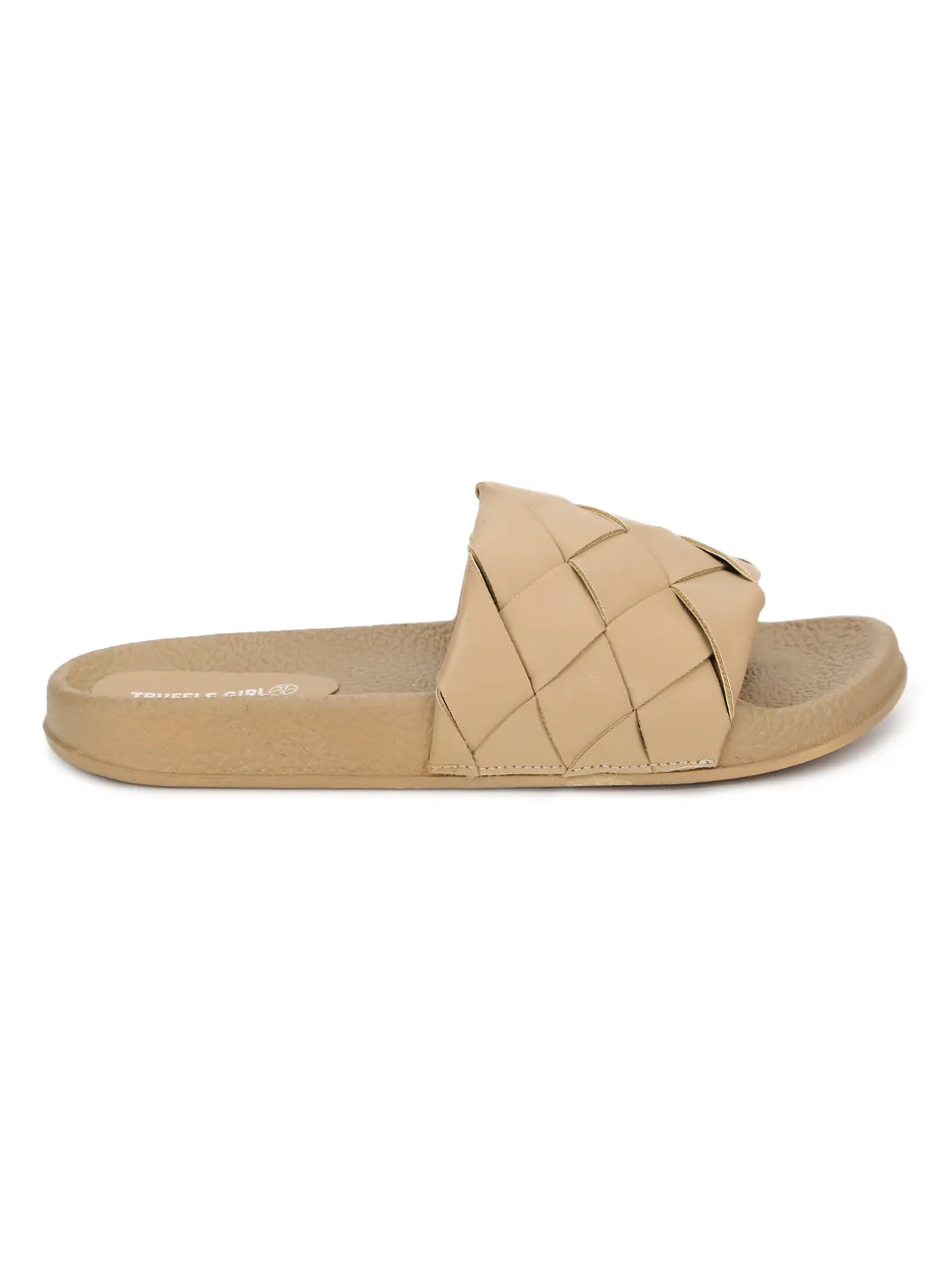 Nude PU Weaved Slides