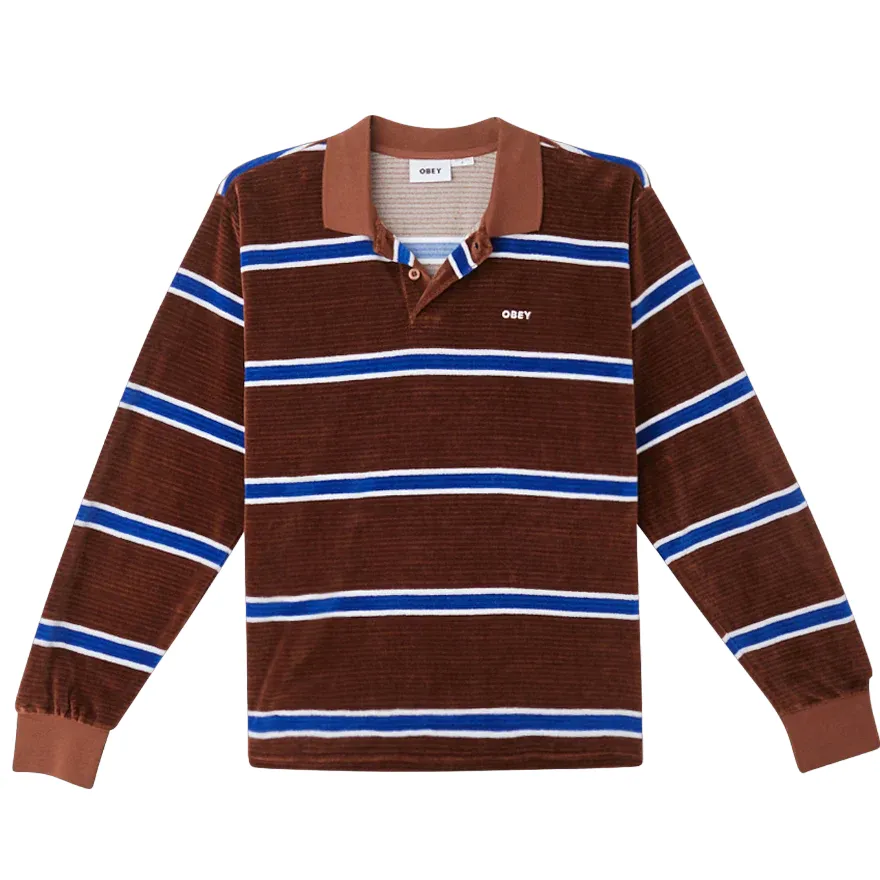 OBEY HOLSTIEN VELOUR POLO LS // SEPIA MULTI