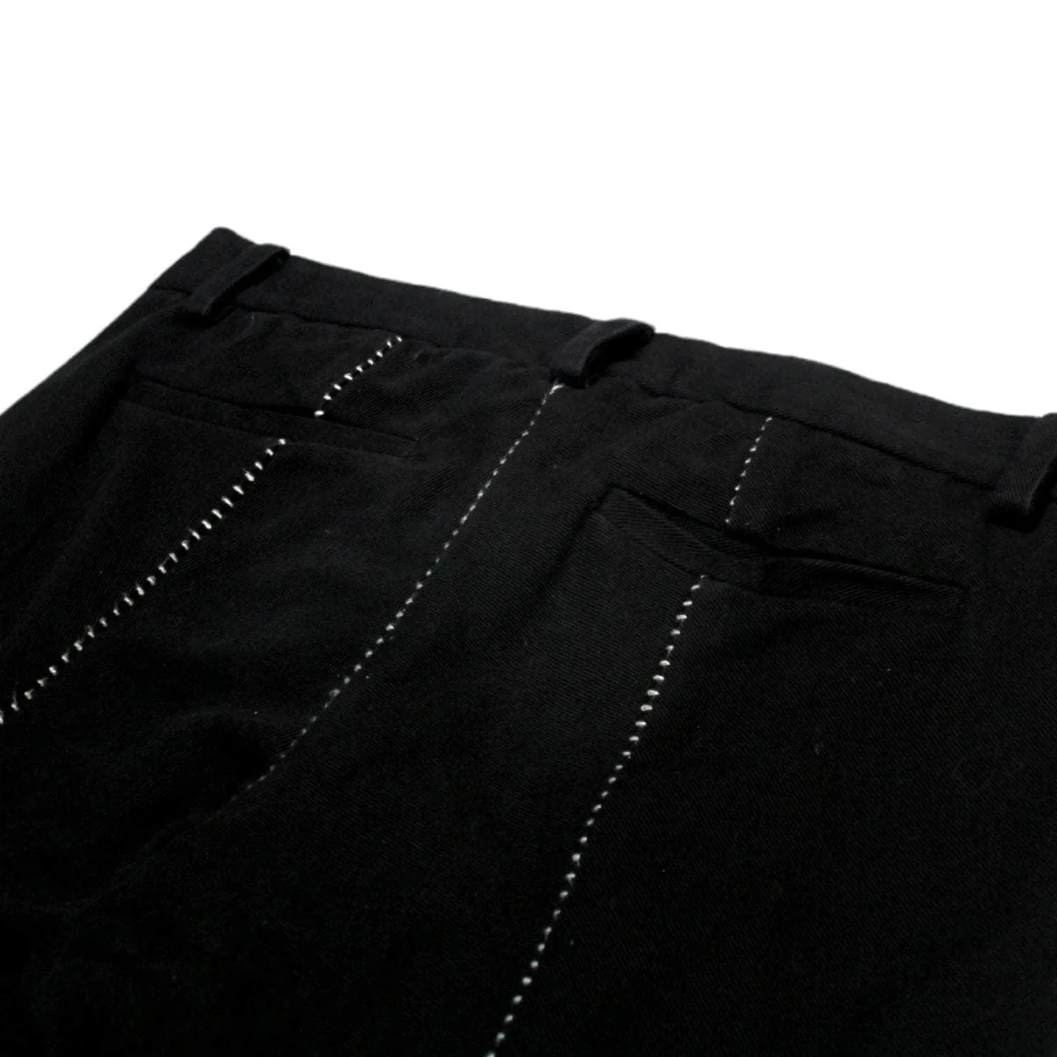 Obscur Black with White Stitch Design Cotton Twill Trousers