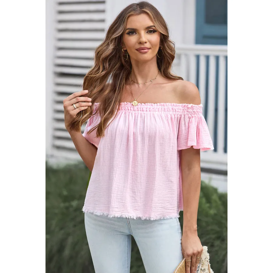 Off-Shoulder Short Sleeve Blouse