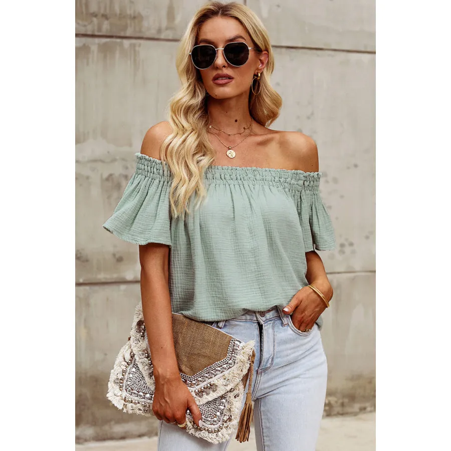 Off-Shoulder Short Sleeve Blouse