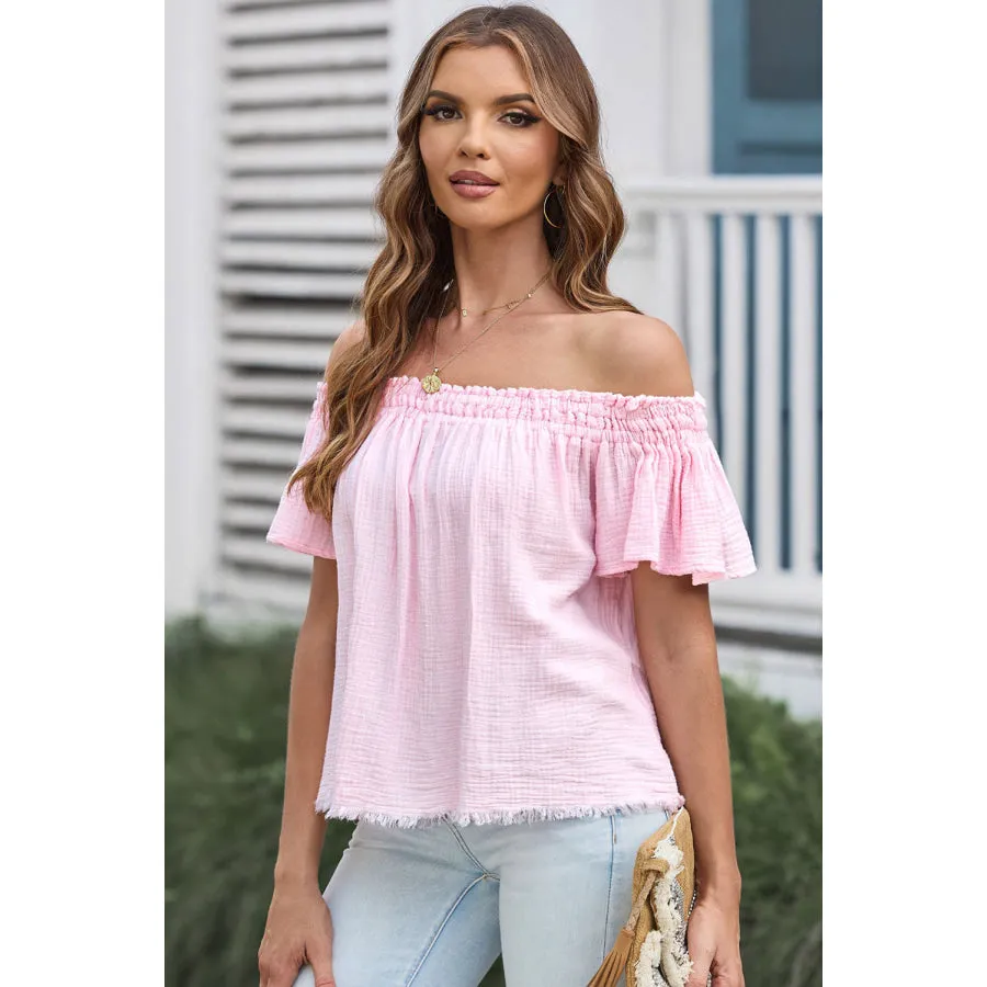 Off-Shoulder Short Sleeve Blouse