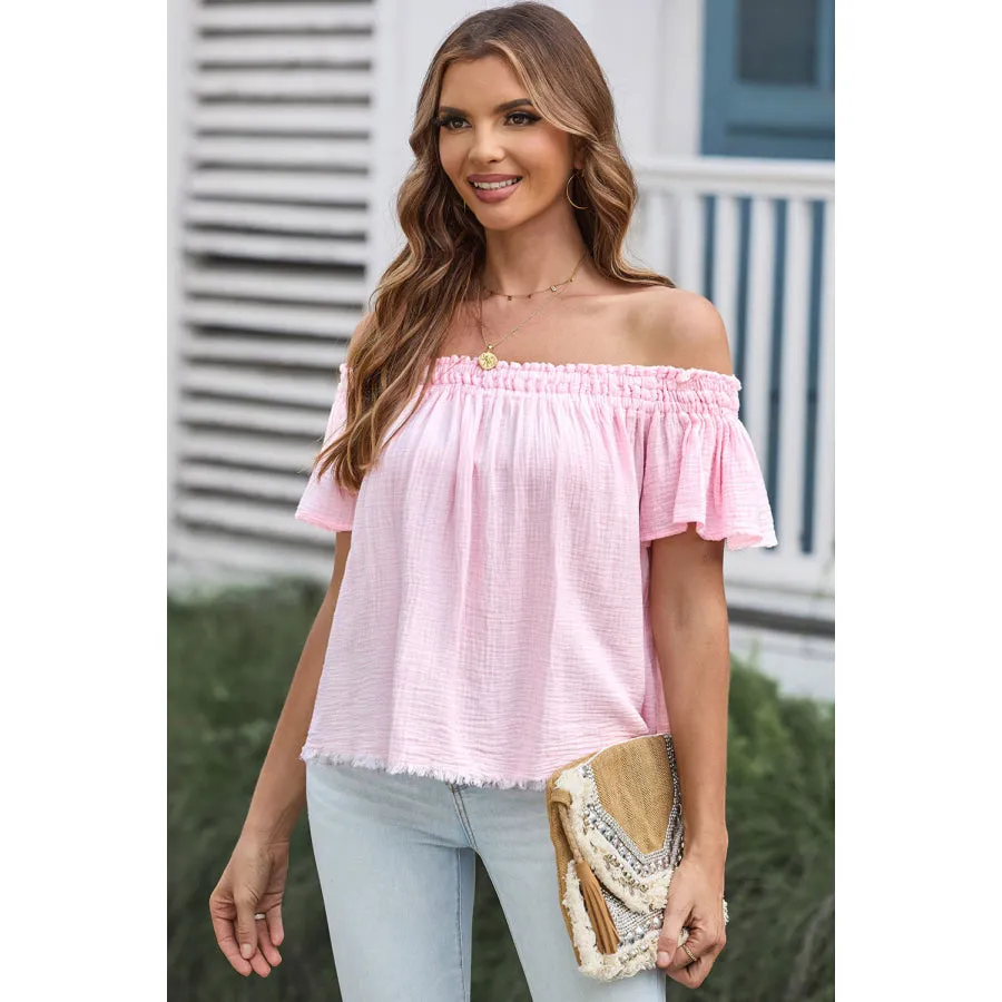 Off-Shoulder Short Sleeve Blouse