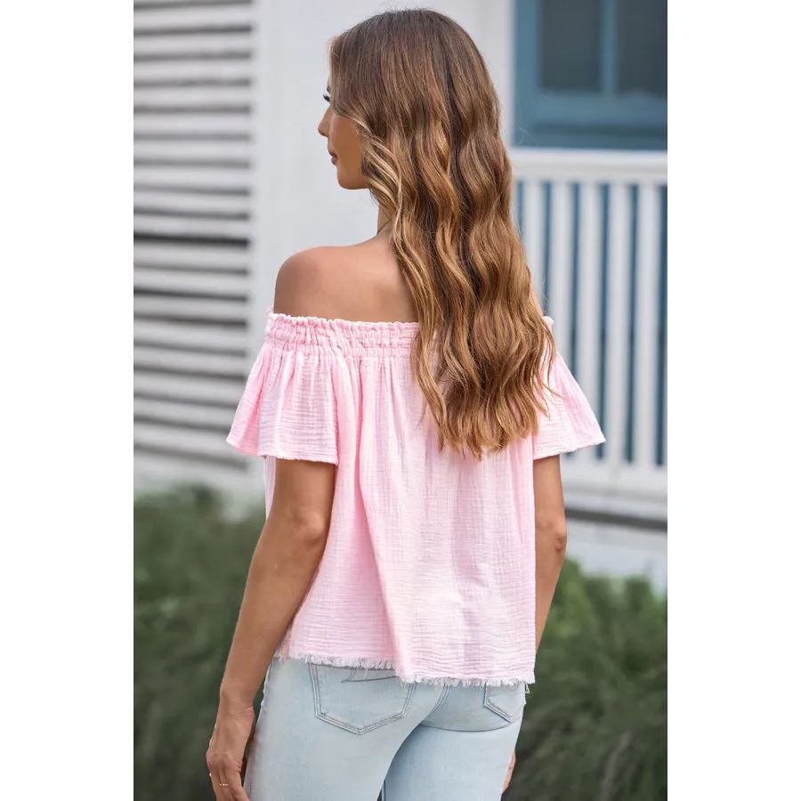 Off-Shoulder Short Sleeve Blouse