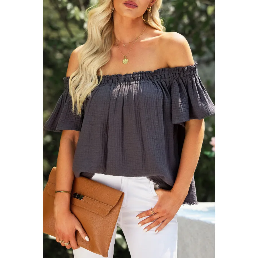 Off-Shoulder Short Sleeve Blouse