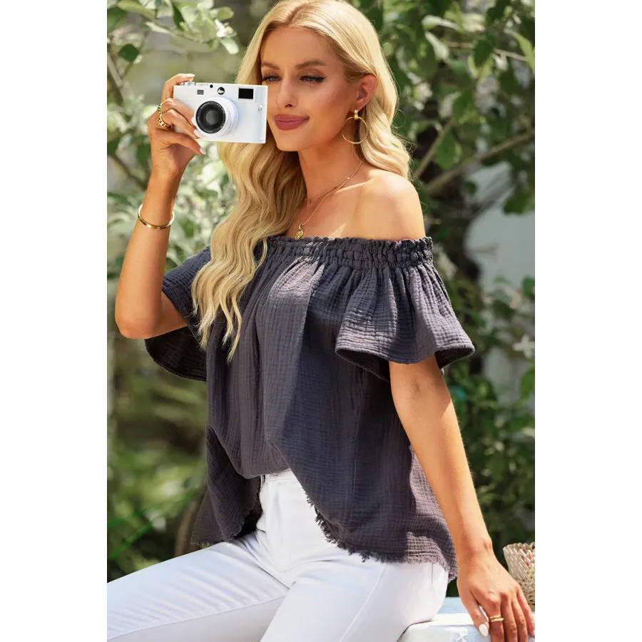 Off-Shoulder Short Sleeve Blouse