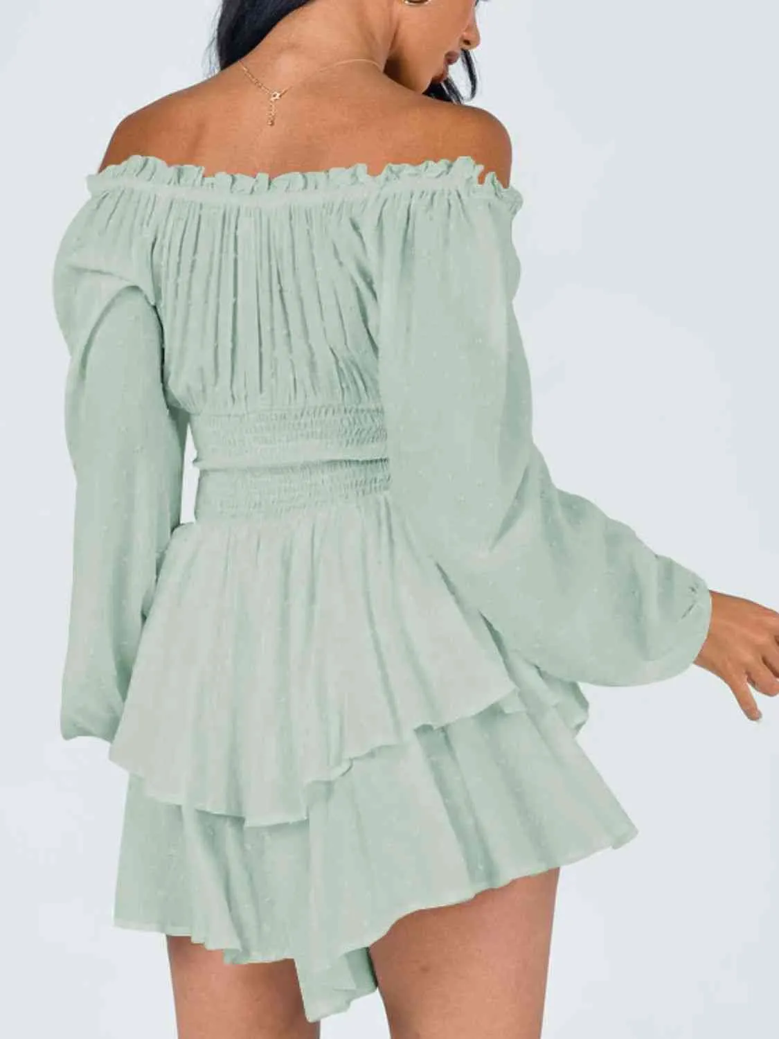 Smocked Waist Off Shoulder Romper