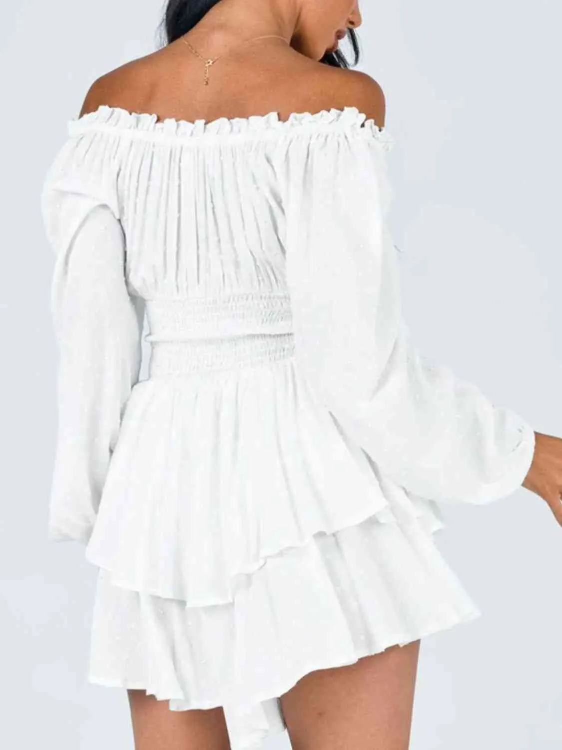 Smocked Waist Off Shoulder Romper