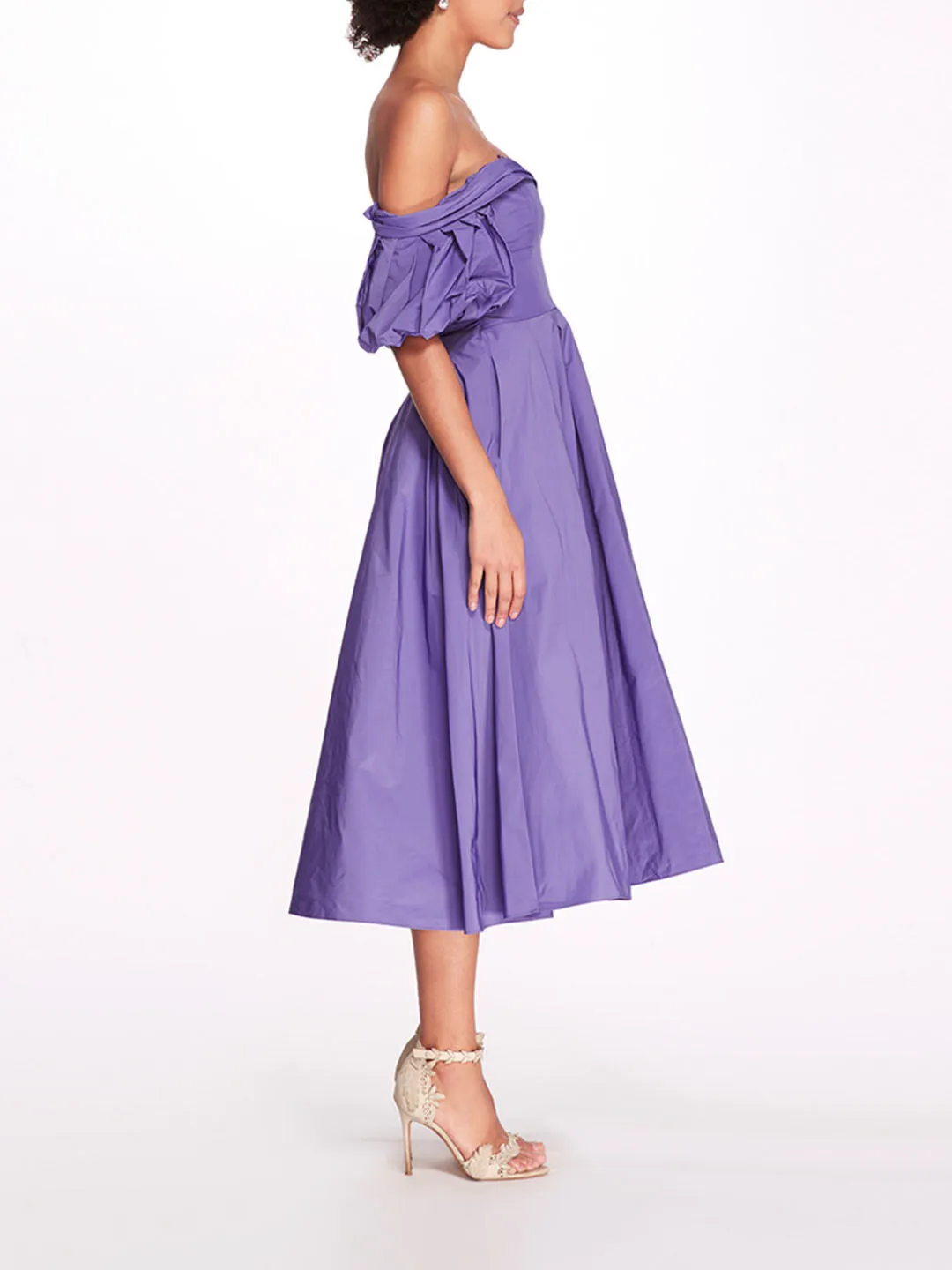 Off Shoulder Taffeta Bubble Dress