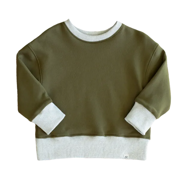 Olive Drop Shoulder Crewneck