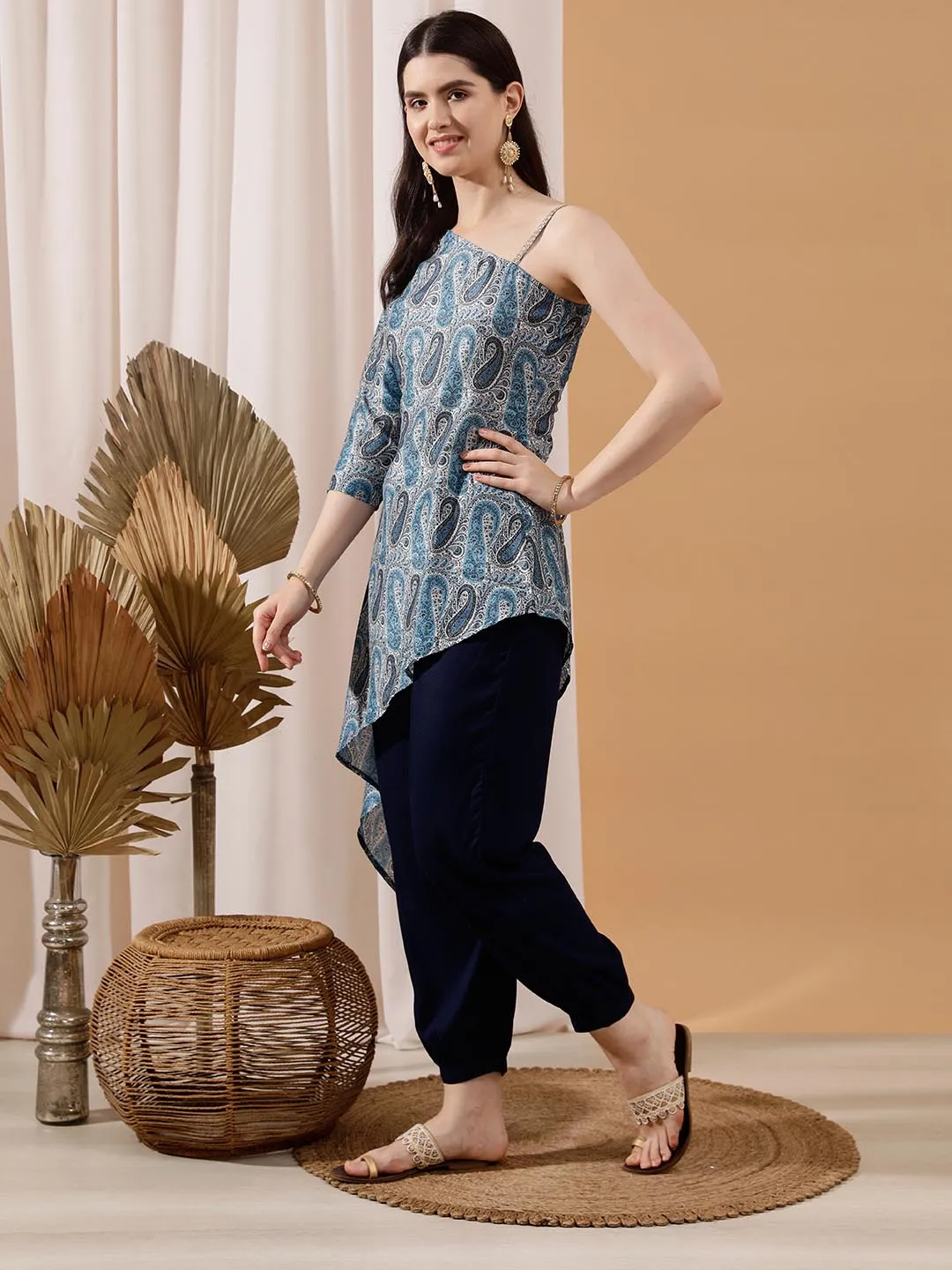 One Shoulder Kurta Set