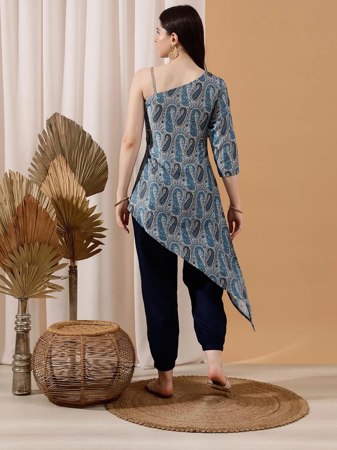 One Shoulder Kurta Set