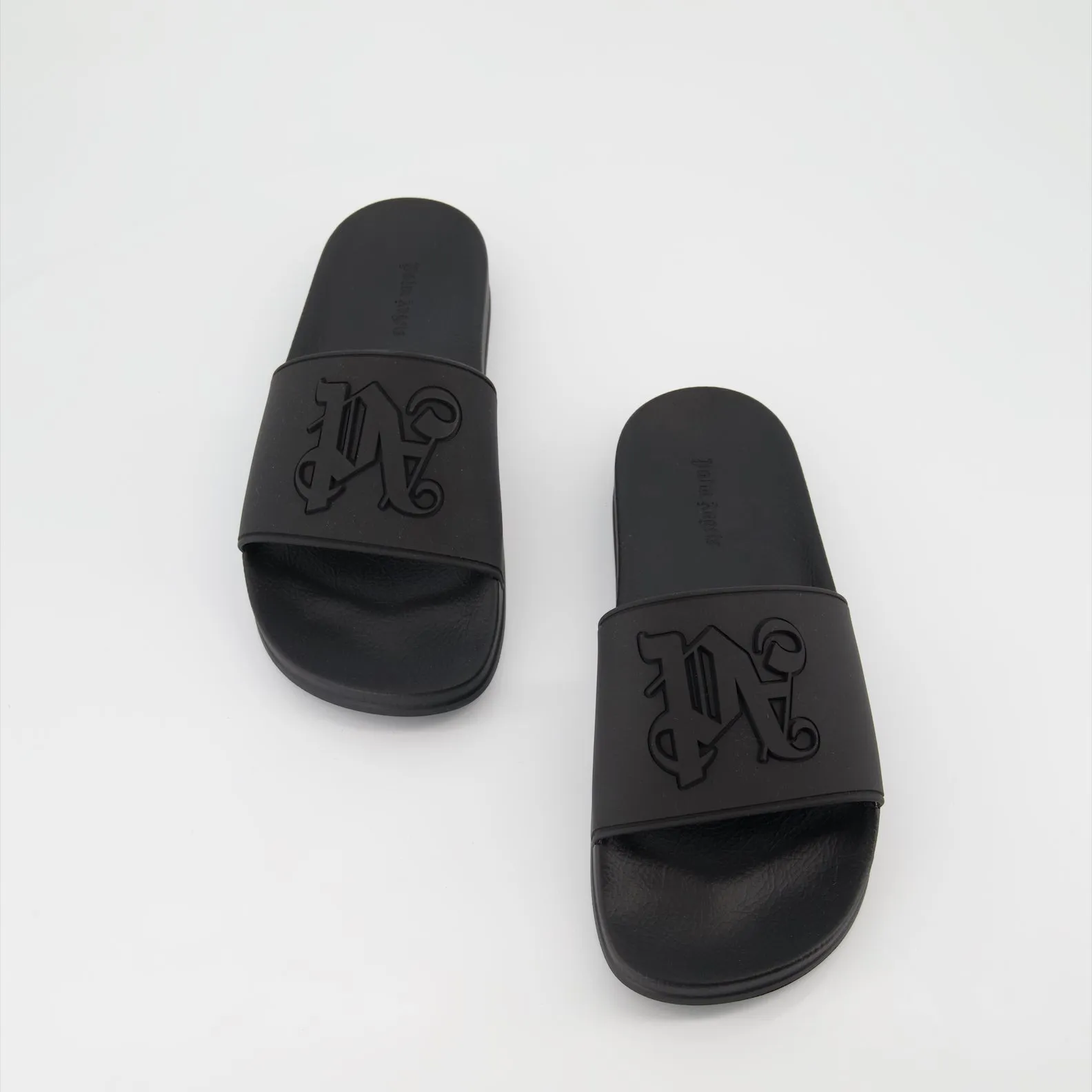 PA Monogram Black Rubber Slides