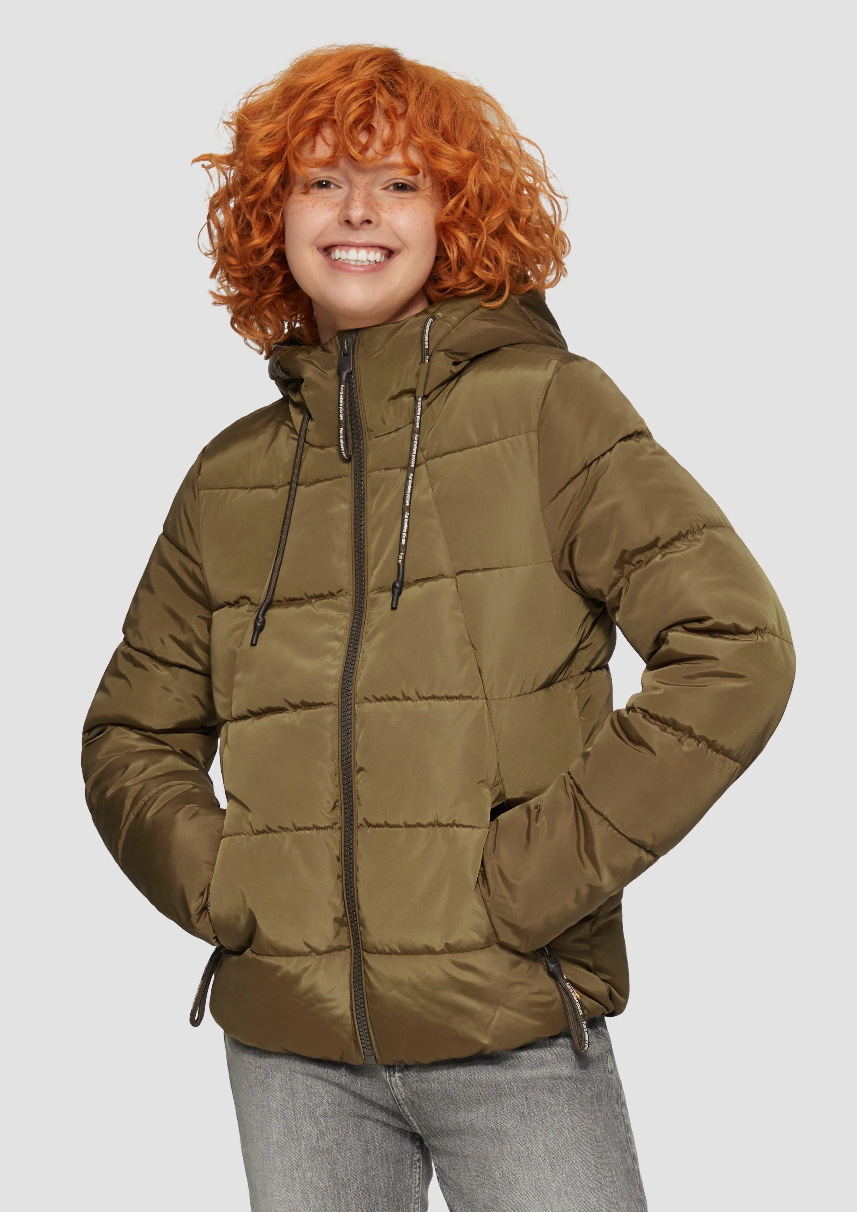 Padded quilted jacket with a hood