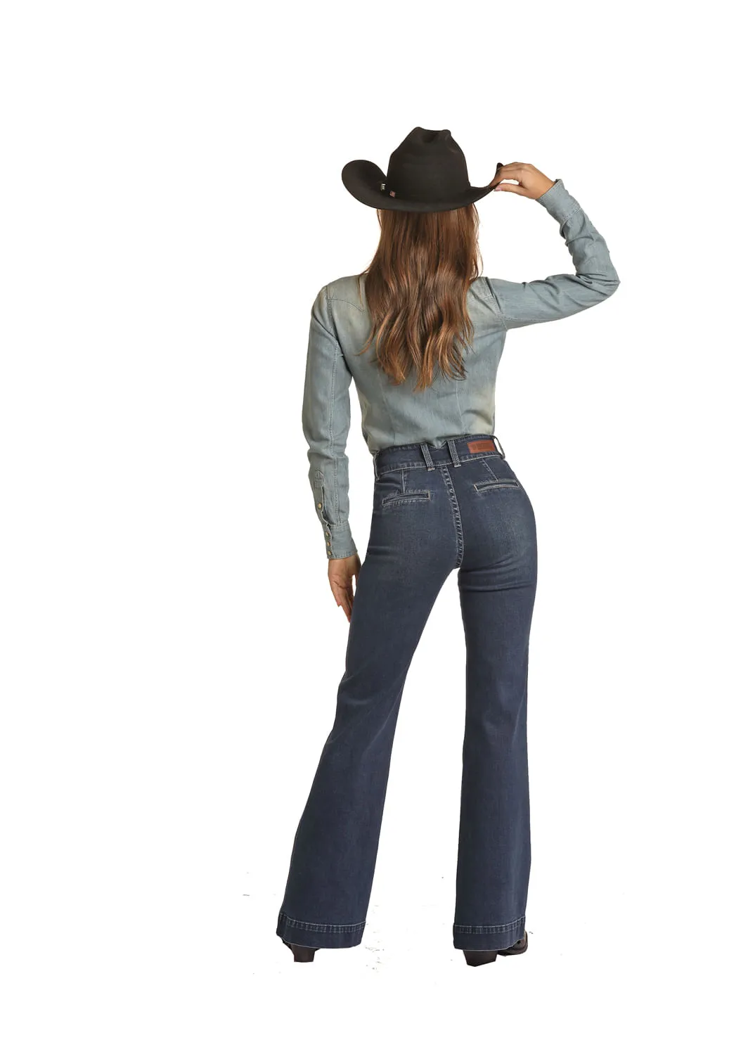 Women's Dark Vintage Trouser Jeans by Panhandle Slim