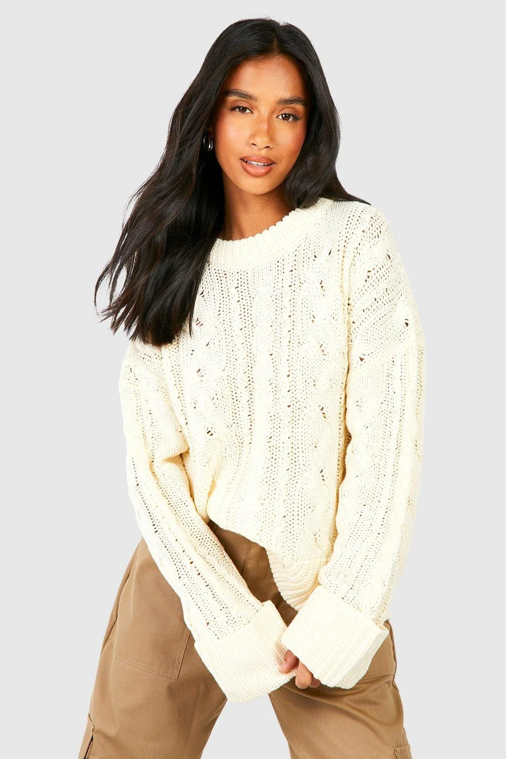 Petite Rib Cable Jumper | Shop Jumpers & Cardigans at boohoo