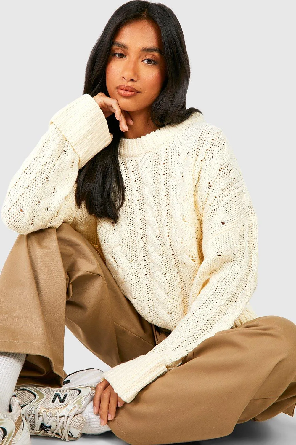 Petite Rib Cable Jumper | Shop Jumpers & Cardigans at boohoo