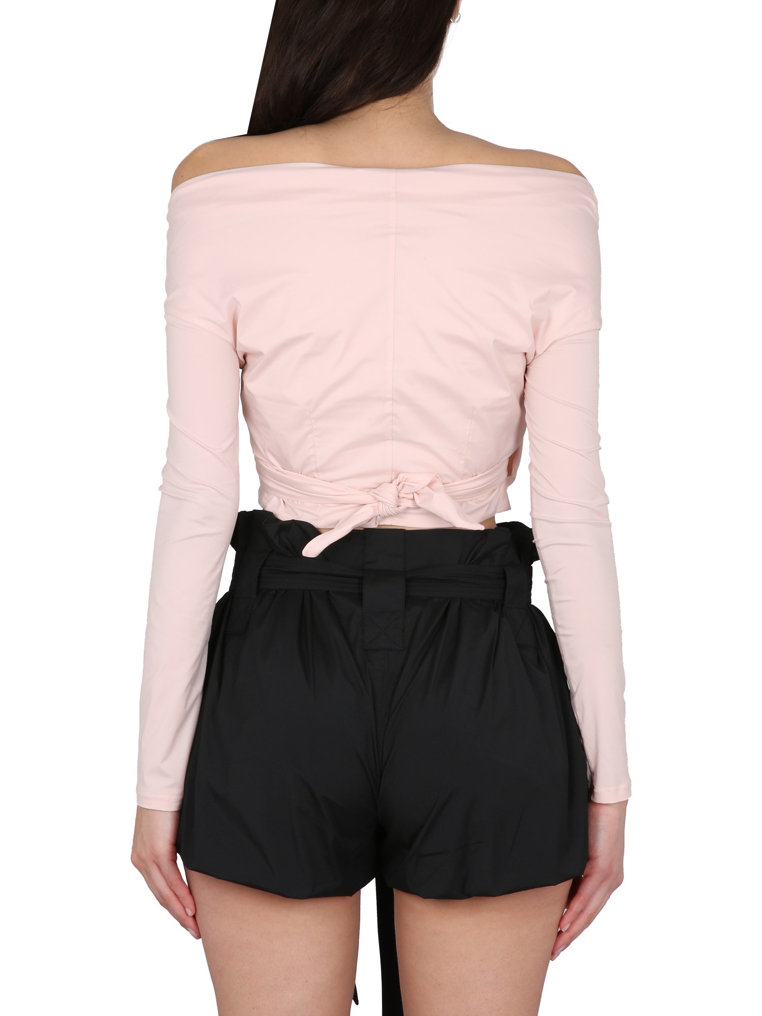 PHILOSOPHY DI LORENZO SERAFINI    STRETCH TAFFETA CROP SHIRT